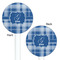 Plaid White Plastic 5.5" Stir Stick - Double Sided - Round - Front & Back