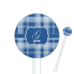 Plaid 5.5" Round Plastic Stir Sticks - White - Single Sided (Personalized)