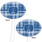 Plaid White Plastic 7" Stir Stick - Double Sided - Oval - Front & Back