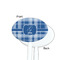 Plaid White Plastic 7" Stir Stick - Single Sided - Oval - Front & Back