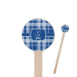 Plaid 6" Round Wooden Stir Sticks - Single Sided (Personalized)