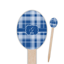 Plaid Oval Wooden Food Picks (Personalized)