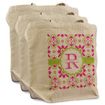 Suzani Floral Reusable Cotton Grocery Bags - Set of 3 (Personalized)