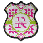 Suzani Floral Iron On Shield Patch C w/ Name and Initial