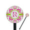 Suzani Floral Black Plastic 5.5" Stir Stick - Round - Closeup