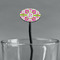 Suzani Floral Black Plastic 7" Stir Stick - Oval - Main