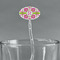 Suzani Floral Clear Plastic 7" Stir Stick - Oval - Main