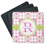 Suzani Floral Square Rubber Backed Coasters - Set of 4 (Personalized)