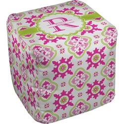 Suzani Floral Cube Pouf Ottoman - 13" (Personalized)