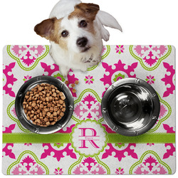 Suzani Floral Dog Food Mat - Medium w/ Name and Initial