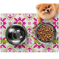 Suzani Floral Dog Food Mat - Small w/ Name and Initial