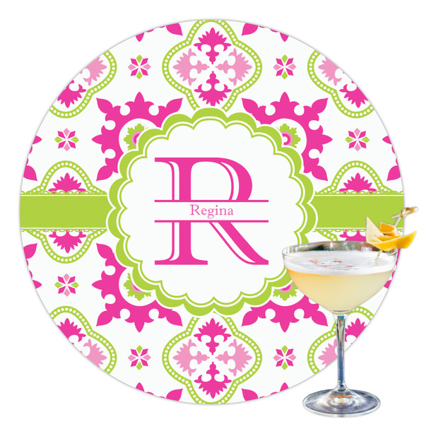 Custom Suzani Floral Printed Drink Topper - 3.5" (Personalized)