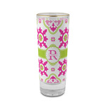 Suzani Floral 2 oz Shot Glass -  Glass with Gold Rim - Single (Personalized)