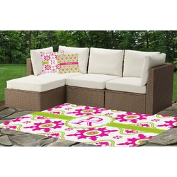 Suzani Floral Indoor / Outdoor Rug - Custom Size w/ Name and Initial