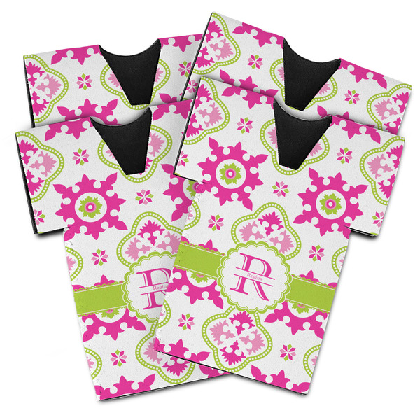 Custom Suzani Floral Jersey Bottle Cooler - Set of 4 (Personalized)