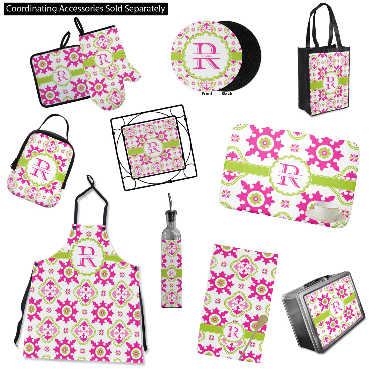 Personalized Kitchen Aprons Floral Initial Design w  