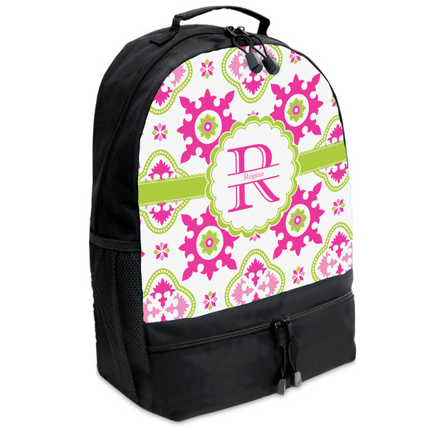 Custom Suzani Floral Backpacks - Black (Personalized)