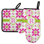 Suzani Floral Left Oven Mitt & Pot Holder Set w/ Name and Initial