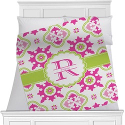 Suzani Floral Minky Blanket - Twin / Full - 80"x60" - Double Sided (Personalized)