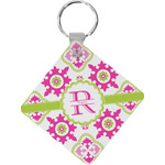 Suzani Floral Diamond Plastic Keychain w/ Name and Initial