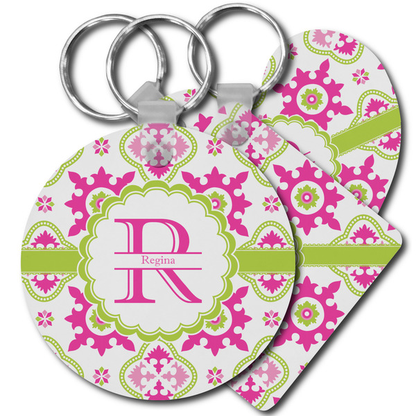 Custom Suzani Floral Plastic Keychain (Personalized)