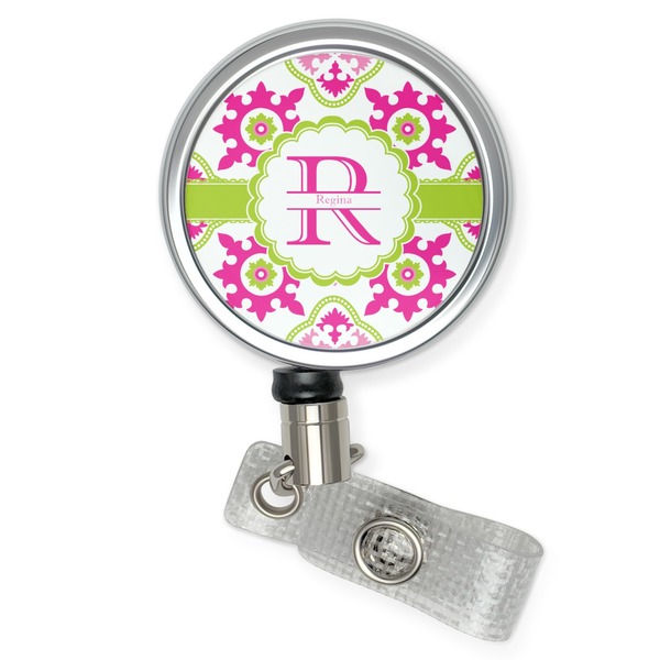 Custom Suzani Floral Retractable Badge Reel (Personalized)