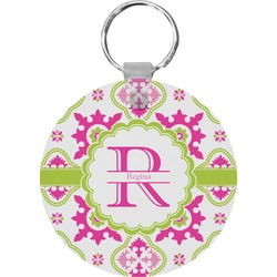Suzani Floral Round Plastic Keychain (Personalized)