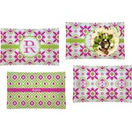 Suzani Floral Set of 4 Glass Rectangular Lunch / Dinner Plate (Personalized)