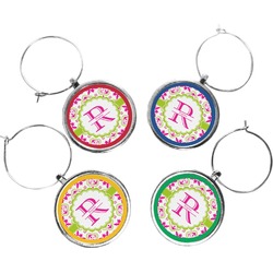 Suzani Floral Wine Charms (Set of 4) (Personalized)