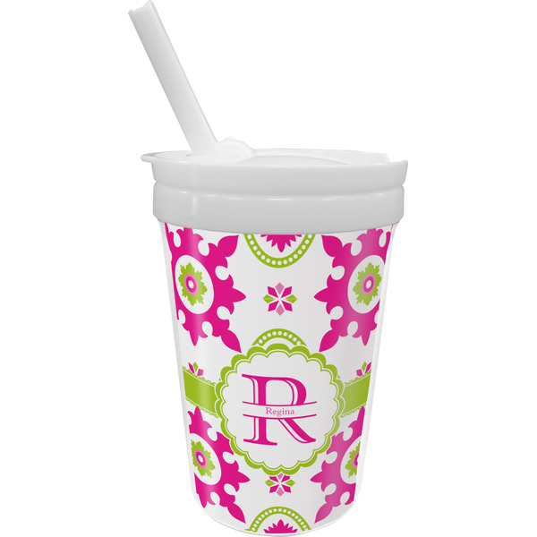 Custom Suzani Floral Sippy Cup with Straw (Personalized)