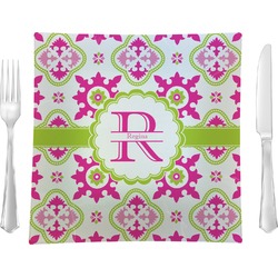 Suzani Floral Glass Square Lunch / Dinner Plate 9.5" (Personalized)