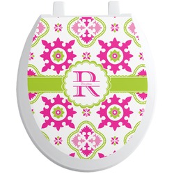 Suzani Floral Toilet Seat Decal - Round (Personalized)