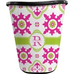 Suzani Floral Waste Basket - Double Sided (Black) (Personalized)