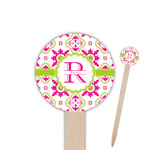 Suzani Floral 6" Round Wooden Food Picks - Single Sided (Personalized)