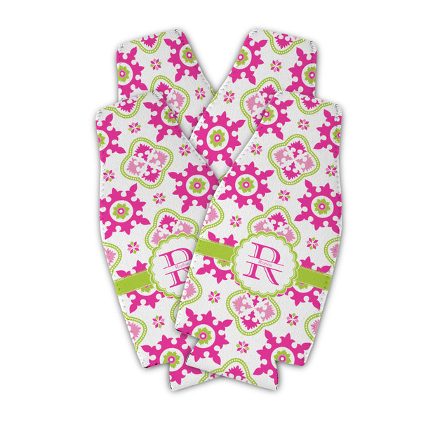 Custom Suzani Floral Zipper Bottle Cooler - Set of 4 (Personalized)