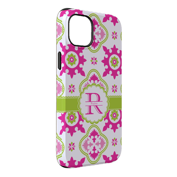 Custom Suzani Floral iPhone Case - Rubber Lined - iPhone 14 Plus (Personalized)