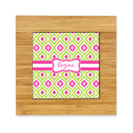 Ogee Ikat Bamboo Trivet with Ceramic Tile Insert (Personalized)