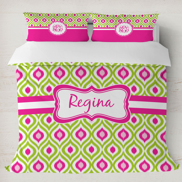 Custom Ogee Ikat Duvet Cover Set - King (Personalized)