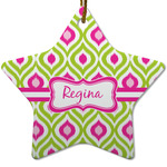 Ogee Ikat Star Ceramic Ornament w/ Name or Text