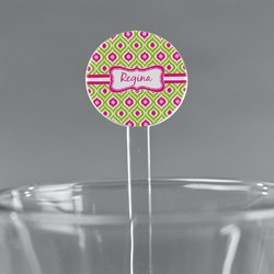 Ogee Ikat 7" Round Plastic Stir Sticks - Clear (Personalized)