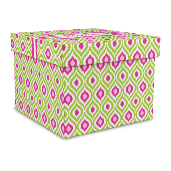 Custom Ogee Ikat Gift Box with Lid - Canvas Wrapped - Large (Personalized)