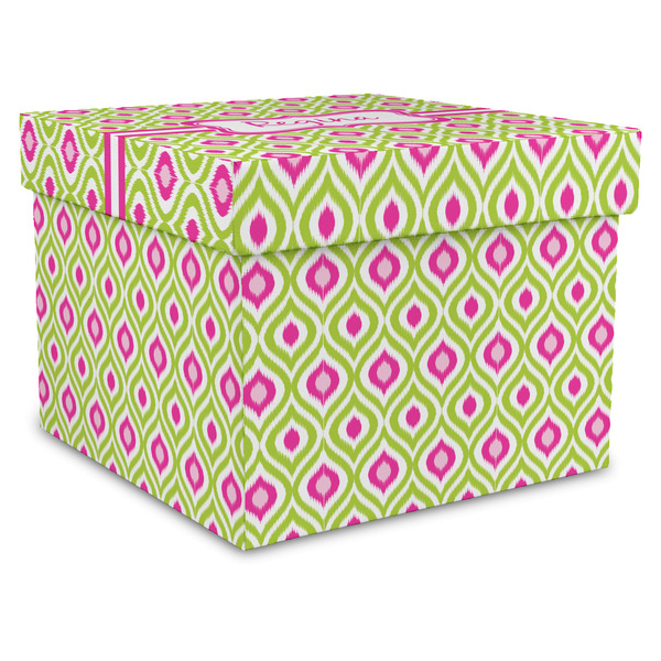 Custom Ogee Ikat Gift Box with Lid - Canvas Wrapped - X-Large (Personalized)