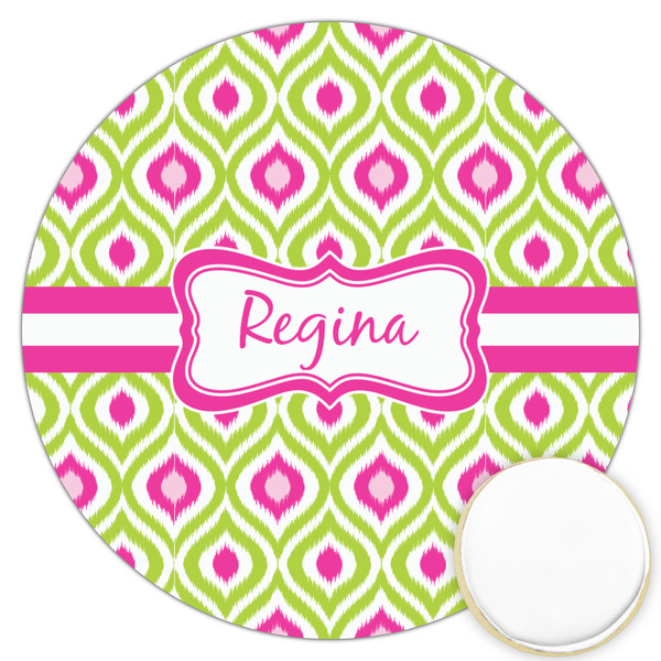 Custom Ogee Ikat Printed Cookie Topper - 3.25" (Personalized)