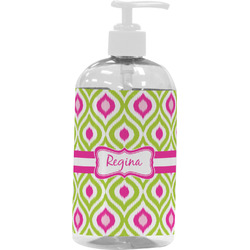 Ogee Ikat Plastic Soap / Lotion Dispenser (16 oz - Large - White) (Personalized)