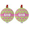 Ogee Ikat Metal Ball Ornament - Front and Back