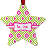 Ogee Ikat Metal Star Ornament - Double Sided w/ Name or Text