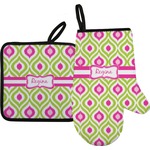 Ogee Ikat Oven Mitt & Pot Holder Set w/ Name or Text