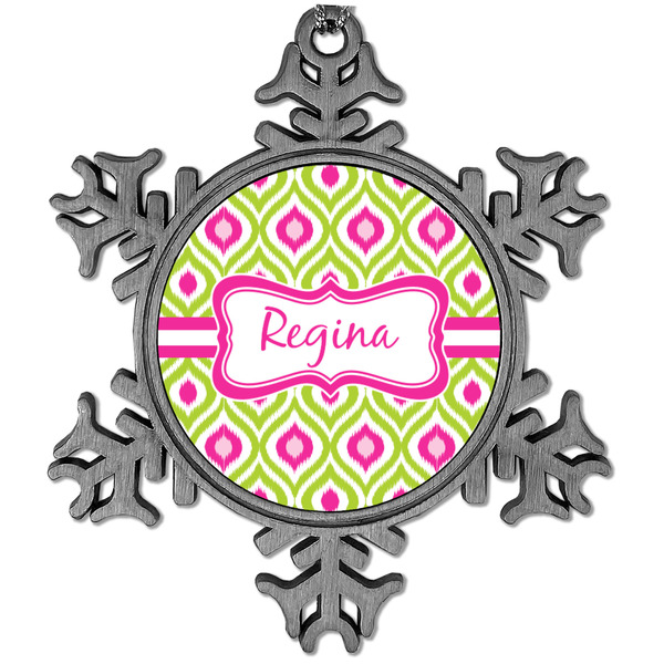 Custom Ogee Ikat Vintage Snowflake Ornament (Personalized)