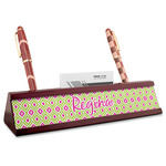 Ogee Ikat Red Mahogany Nameplate with Business Card Holder (Personalized)