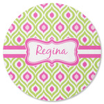 Ogee Ikat Round Rubber Backed Coaster (Personalized)